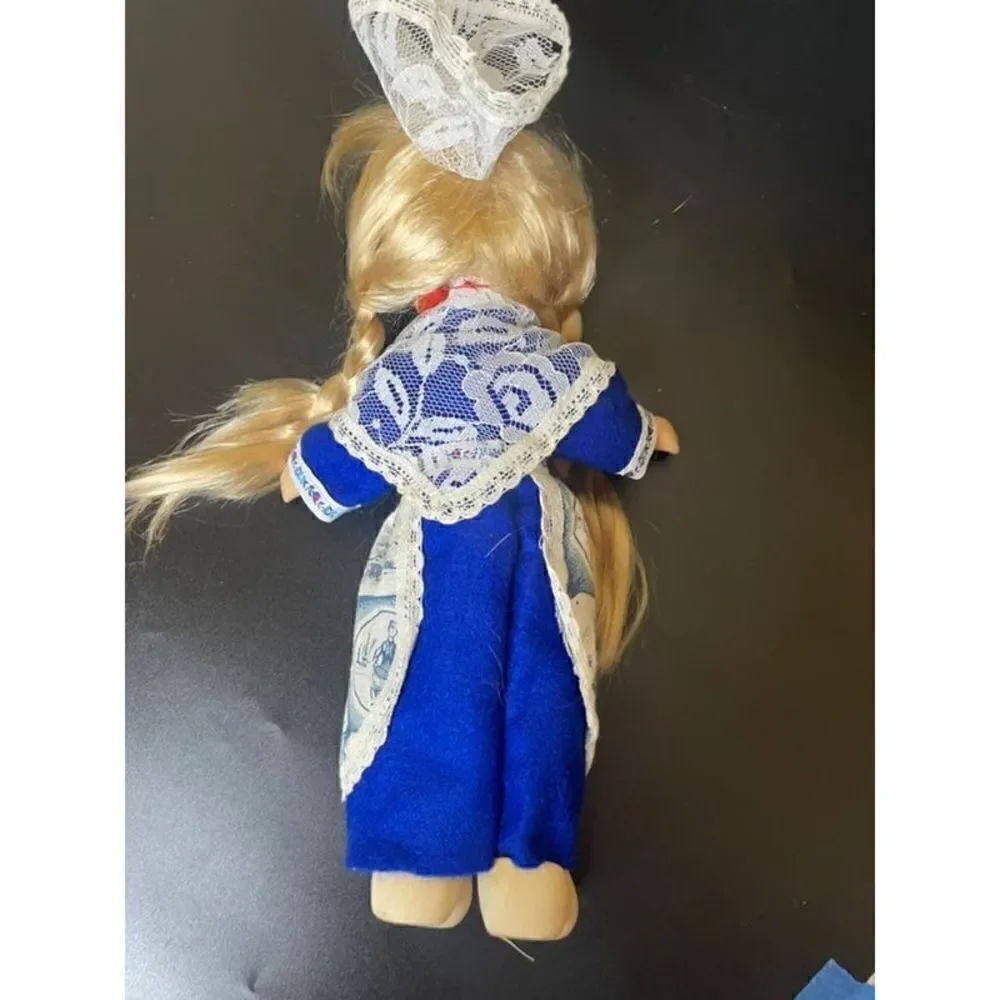 Dutch Holland Porcelain Collectible 11” Doll Blonde pigtail Traditional Dutch